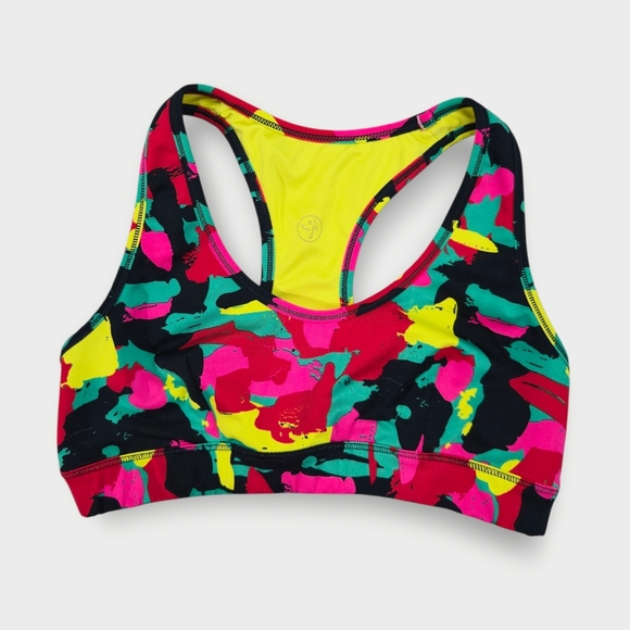 Strong by Zumba Sports Bra Size Medium Red Racer Back Dance Top Support Compress - Picture 3 of 12